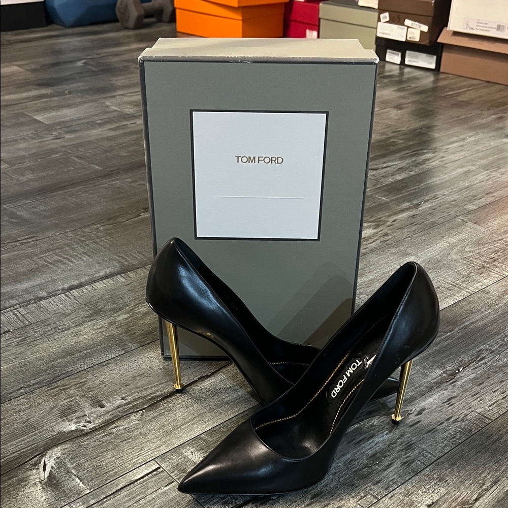 Tom Ford Black Heels with Gold Stiletto